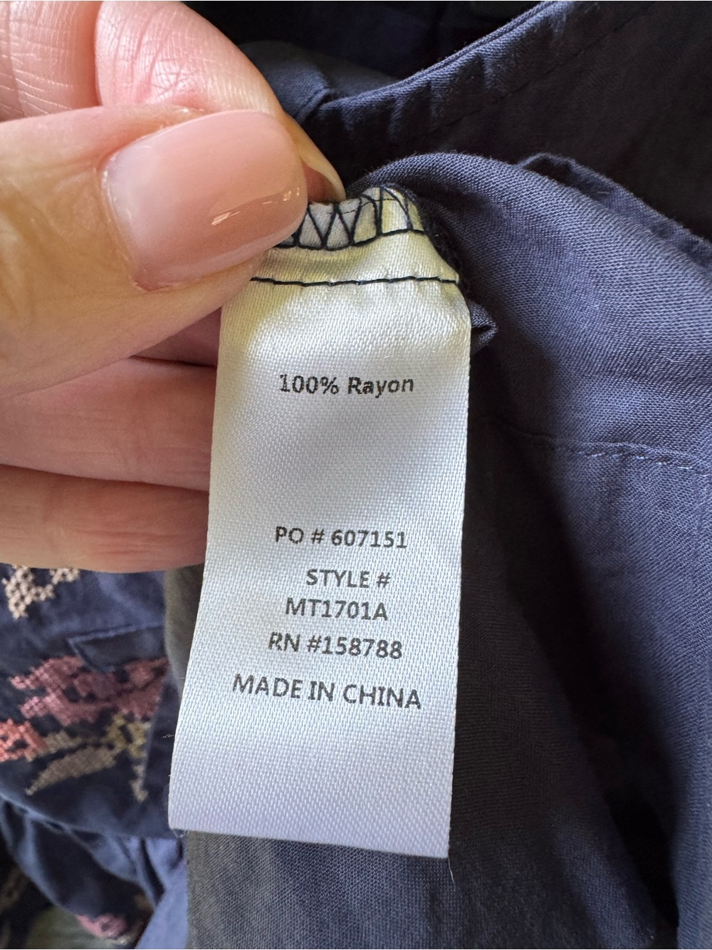 Mable Size Large Slate Blue Cropped Babydoll Peplum Hem Tie Front Embroidered - Picture 7 of 10
